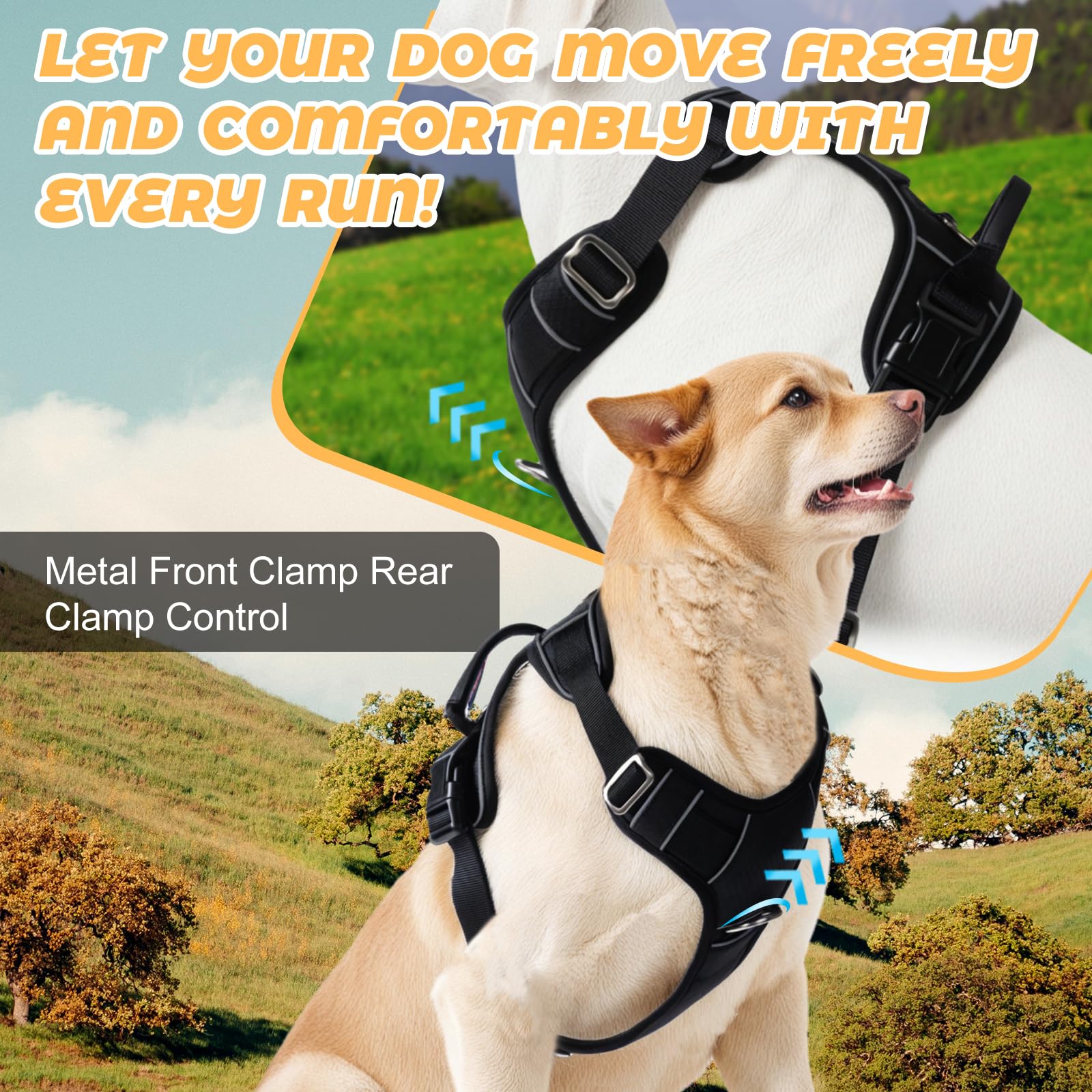 Kvvkii Dog Harness, Adjustable No-Pull Harness With 2 Leash Buckles, Easy-To-Control Handle For Medium Dogs, Harness For Large D